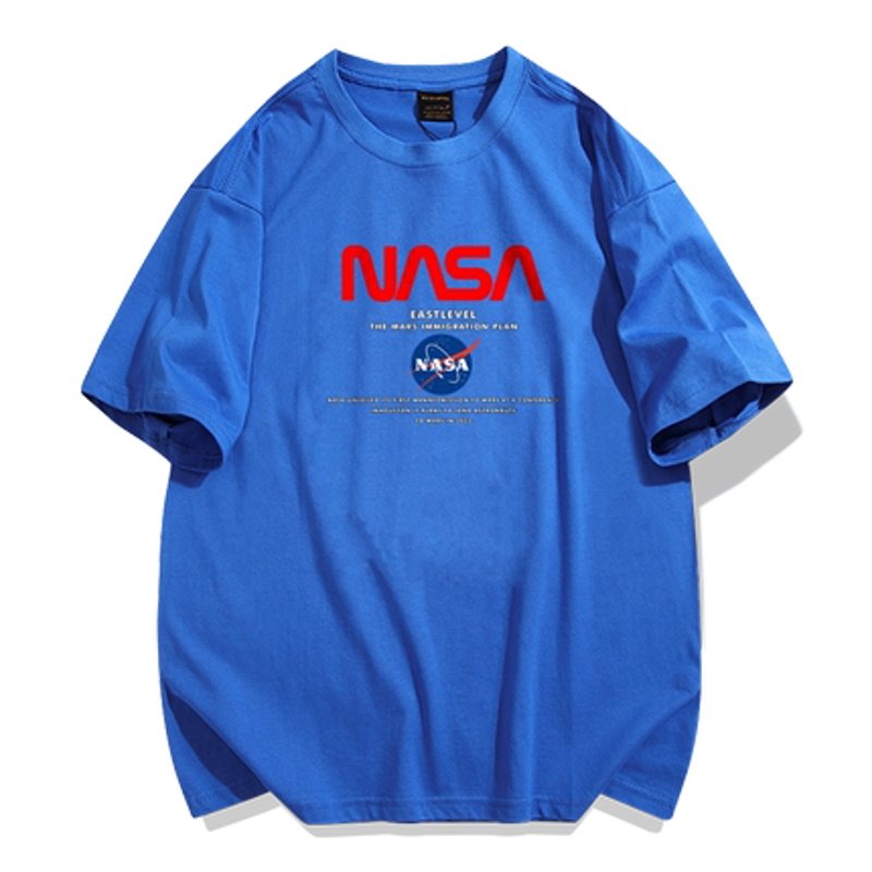 画像4:  nasa logo printT-shit　ユニセックス 男女兼用ナサロゴプリントTシャツ (4)
