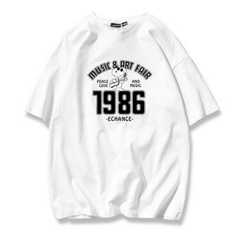 画像1: Musician Snoopy T-shit　ユニセックス 男女兼用ミュージシャンスヌーピープリントTシャツ (1)