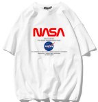 画像1:  nasa logo printT-shit　ユニセックス 男女兼用ナサロゴプリントTシャツ (1)
