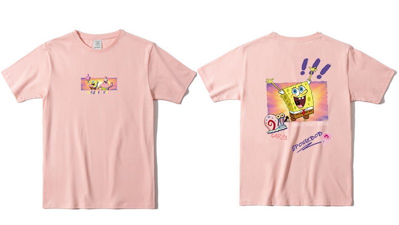 画像7:  Sponge Bob Friend Print T-shit　ユニセックス 男女兼用スポンジボブフレンドプリントTシャツ (7)