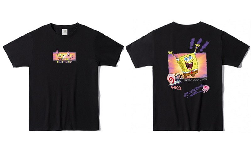 画像5:  Sponge Bob Friend Print T-shit　ユニセックス 男女兼用スポンジボブフレンドプリントTシャツ (5)