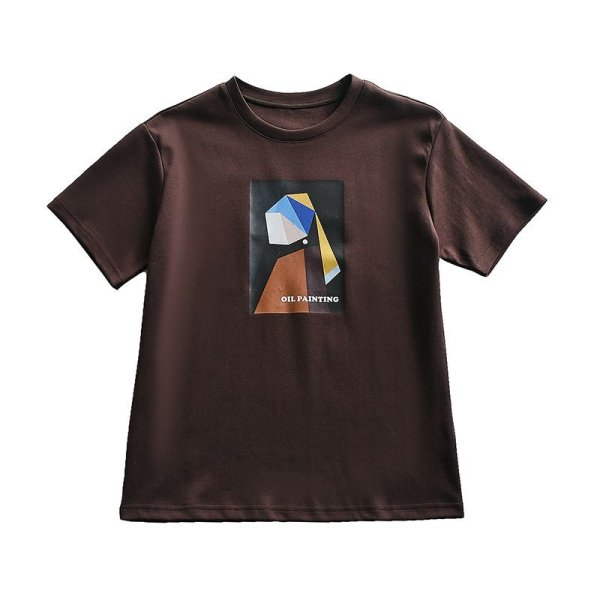 画像1: Vermeer pearl earrings OIL PAINTING Logo Print  Art T-shirt  フェルメール 真珠の耳飾り アート　ペイント Tシャツ (1)