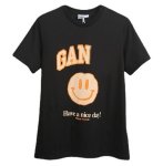 画像2: GANNI street shoot blogger Nordic style cartoon smiley print T-shirt　ストリートシュートスマイリープリント半袖Tシャツ  (2)