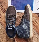 画像7:  Men's denim High cut　sneaker shoes 　ユニセックス男女兼用 レースアップ ハイカットデニムスニーカー カジュアル シューズ (7)