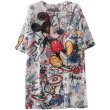 画像1: 22 Women's Mickey Oversized comic cartoon printed Mesh Mini Dress ミッキー グラフィックペイント オーバーサイズ メッシュ ミニワンピース ドレス チュニック (1)