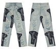 画像2: cut flow patch Jesus print jeans Pants　ユニセックス男女兼用 カットフローパッチジーザスプリントジーンズデニム (2)