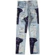 画像1: cut flow patch Jesus print jeans Pants　ユニセックス男女兼用 カットフローパッチジーザスプリントジーンズデニム (1)