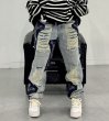 画像3: cut flow patch Jesus print jeans Pants　ユニセックス男女兼用 カットフローパッチジーザスプリントジーンズデニム (3)