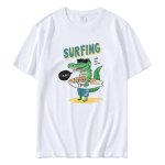 画像1: Surfer crocodile T-shirt　ユニセックス 男女兼用 サーファークロッコダイル ワニプリントTシャツ (1)