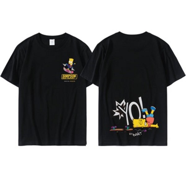 画像1: Skateboard Bart Simpson T-shirt　ユニセックス 男女兼用 スケートボードバートシンプソンプリントTシャツ (1)