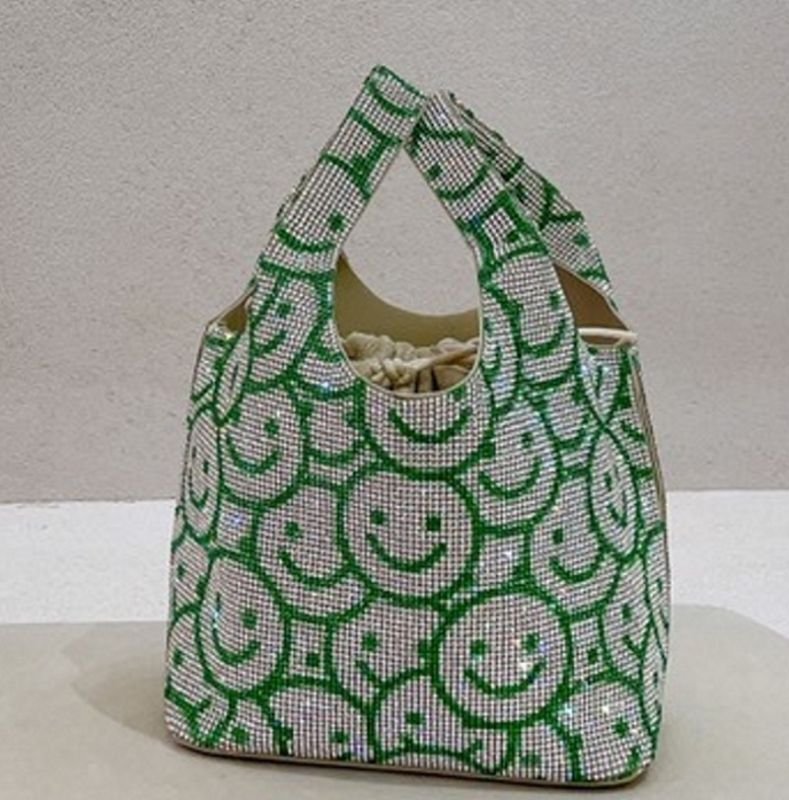 画像4: Smile diamond-studded bucket bag  スマイルビジューミニバケットバッグトートバッグ (4)