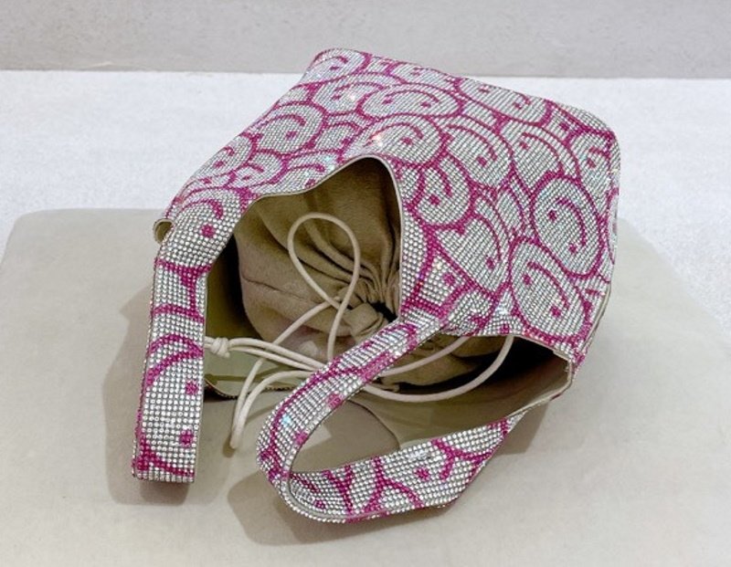 画像7: Smile diamond-studded bucket bag  スマイルビジューミニバケットバッグトートバッグ (7)