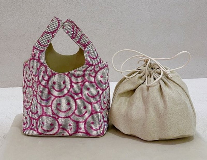 画像3: Smile diamond-studded bucket bag  スマイルビジューミニバケットバッグトートバッグ (3)