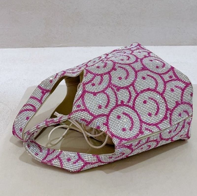 画像5: Smile diamond-studded bucket bag  スマイルビジューミニバケットバッグトートバッグ (5)