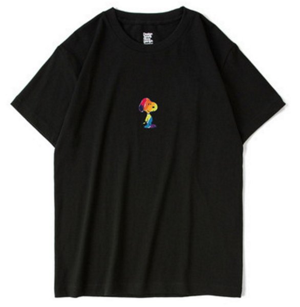 画像1: One point Rainbow SnoopyT-shirt　ユニセックス 男女兼用 ワンポイントレインボースヌーピープリントTシャツ (1)