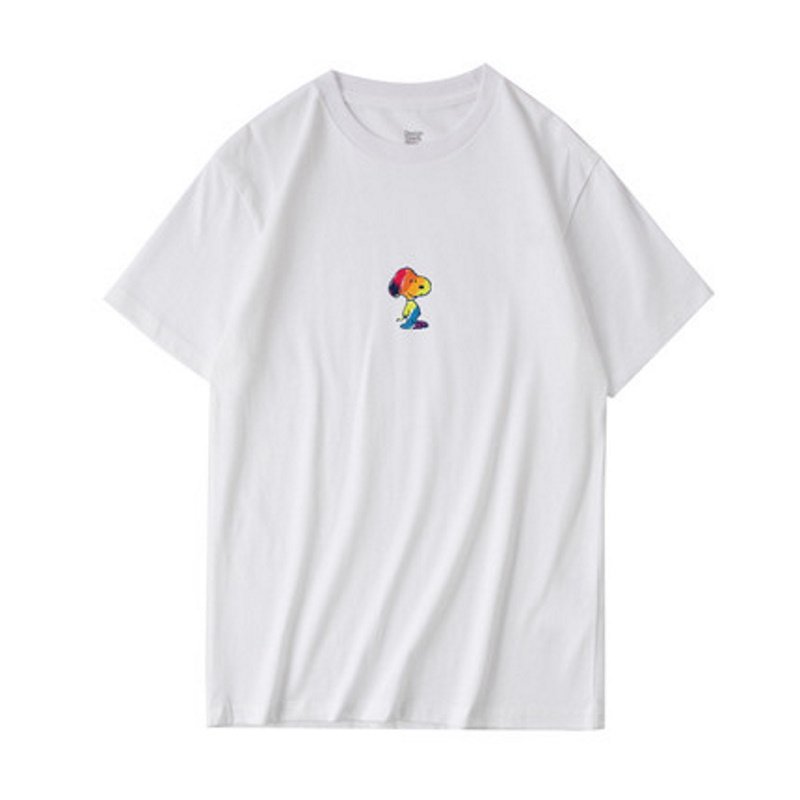 画像2: One point Rainbow SnoopyT-shirt ユニセックス 男女兼用 ワンポイントレインボースヌーピープリントTシャツ (2)