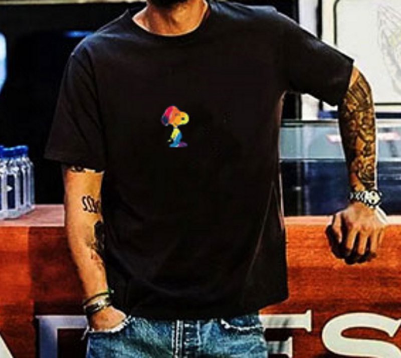 画像4: One point Rainbow SnoopyT-shirt ユニセックス 男女兼用 ワンポイントレインボースヌーピープリントTシャツ (4)