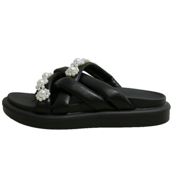 画像1: Platform fairy pearl sandals slippers　パール付き プラットフォームサンダルスリッパ    (1)