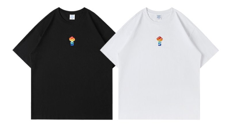 画像3: simple embroidery dice short-sleeved T-shirt  ユニセックス 男女兼用ダイスサイコロ刺繍半袖Tシャツ (3)