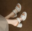 画像8: leather one word belt open toe sandals slippers　レザーチャンキーヒールワンワードベルトオープントゥサンダルスリッパ    (8)