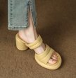 画像10: leather one word belt open toe sandals slippers　レザーチャンキーヒールワンワードベルトオープントゥサンダルスリッパ    (10)