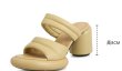 画像9: leather one word belt open toe sandals slippers　レザーチャンキーヒールワンワードベルトオープントゥサンダルスリッパ    (9)