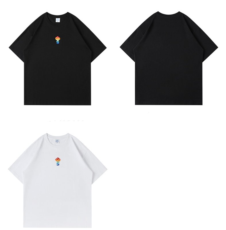 画像4: simple embroidery dice short-sleeved T-shirt  ユニセックス 男女兼用ダイスサイコロ刺繍半袖Tシャツ (4)