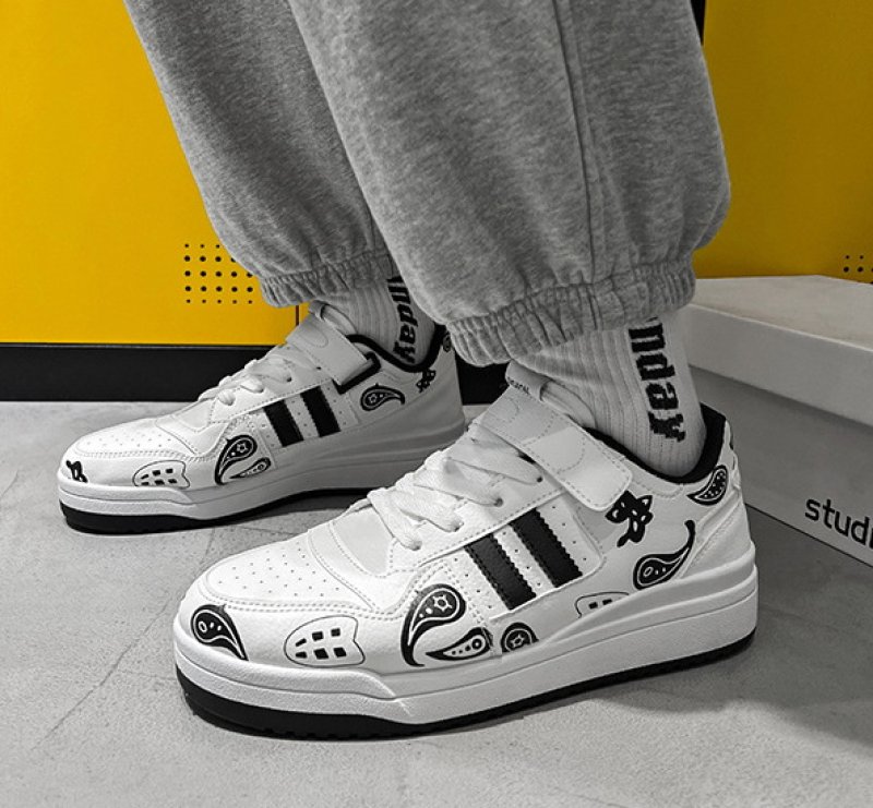 画像6:  Men's Pop color paisley leather sneaker shoes  ユニセックス男女兼用ポップカラーペイズリーレースアップ レザースニーカー カジュアル シューズ (6)