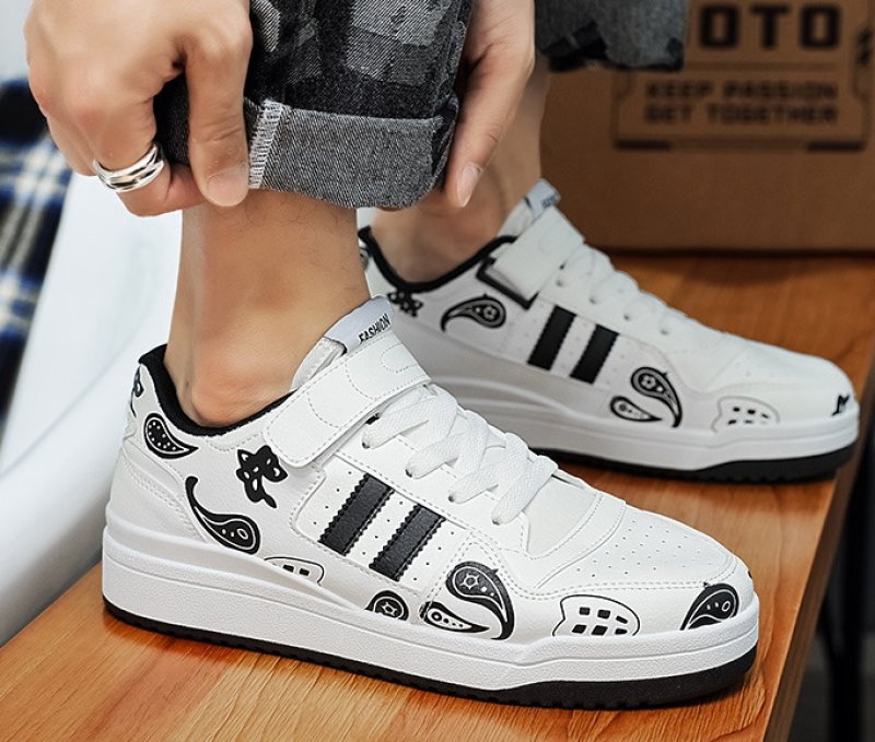 画像7:  Men's Pop color paisley leather sneaker shoes  ユニセックス男女兼用ポップカラーペイズリーレースアップ レザースニーカー カジュアル シューズ (7)