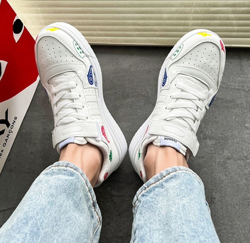 画像5:  Men's Pop color paisley leather sneaker shoes  ユニセックス男女兼用ポップカラーペイズリーレースアップ レザースニーカー カジュアル シューズ (5)