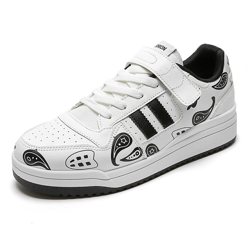 画像2:  Men's Pop color paisley leather sneaker shoes  ユニセックス男女兼用ポップカラーペイズリーレースアップ レザースニーカー カジュアル シューズ (2)