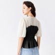 画像3: YFL Women's fashion sweet 2tone lantern sleeves lace dot short cropped shirt ランタンスリーブ レース ドット 水玉 切り替え シャツ ブラウス (3)