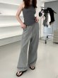 画像2:  Women’s gray straight mopping pants   スウェットワイド ストレートモップ パンツ  (2)