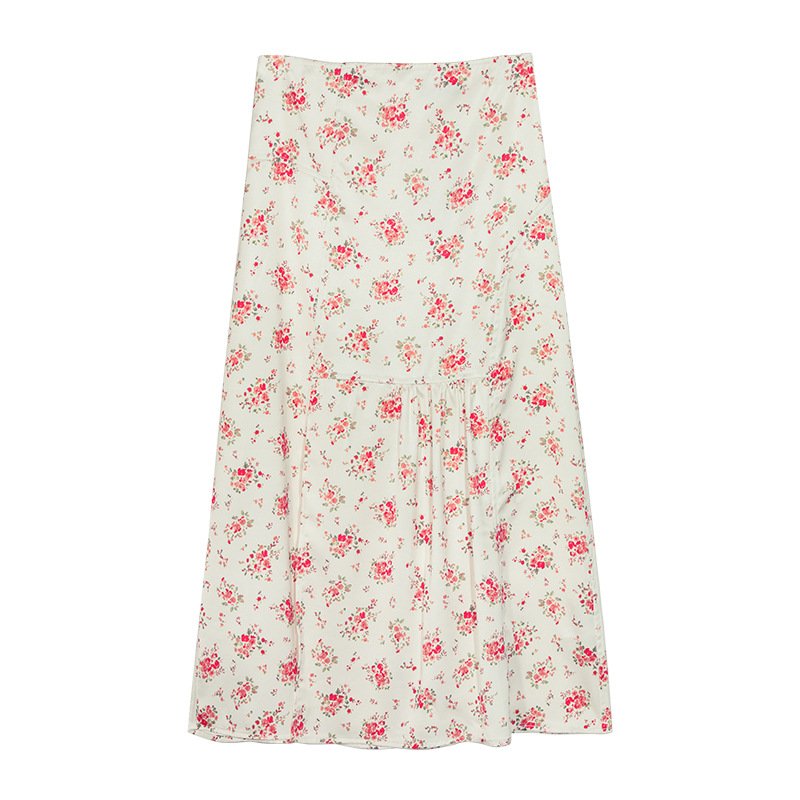 画像7:  Floral below-the-knee length skirtMiddle length skirt フローラル小花柄膝下丈スカートAラインプスカートミドル丈 (7)