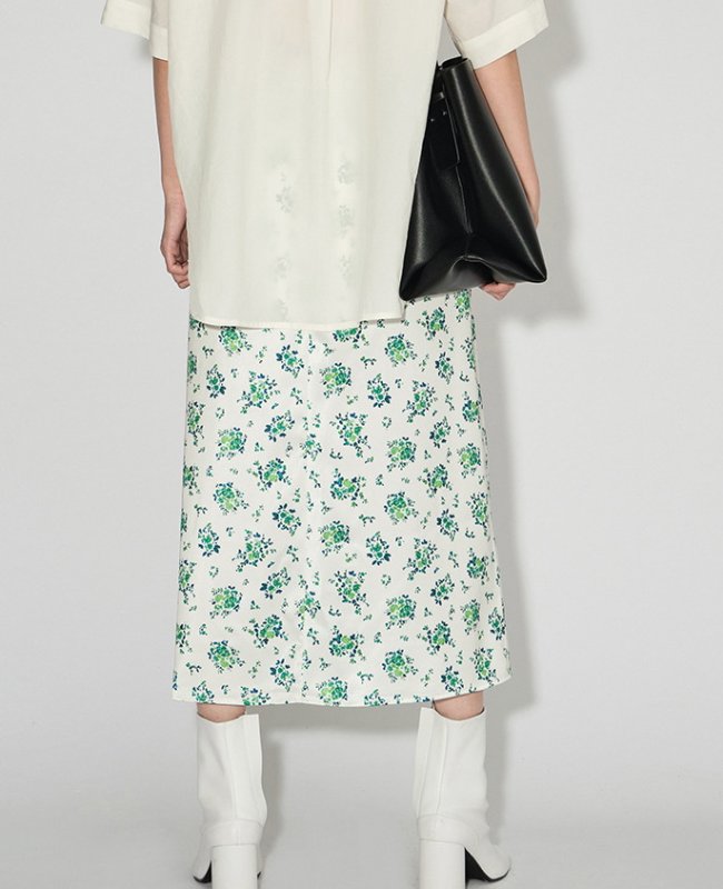 画像6:  Floral below-the-knee length skirtMiddle length skirt フローラル小花柄膝下丈スカートAラインプスカートミドル丈 (6)