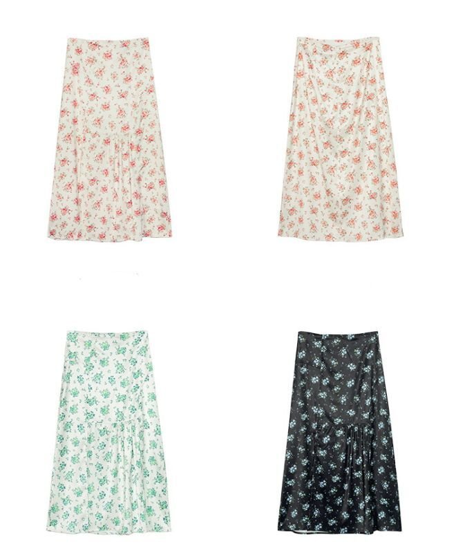 画像10:  Floral below-the-knee length skirtMiddle length skirt フローラル小花柄膝下丈スカートAラインプスカートミドル丈 (10)