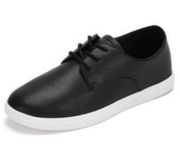 画像1:  Men's Leather lace-up sneakers shoes loafers  　ユニセックス男女兼用レザーレースアップ スニーカー カジュアル シューズスリッポン ローファー (1)