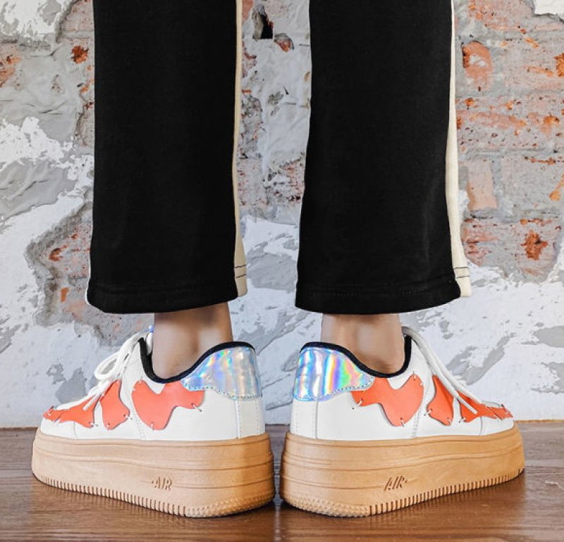 画像10:  Men'sThick Sole Double Bottom leather sneaker shoes  ユニセックス男女兼用レースアップ シックソールパッチワークレザースニーカー カジュアル シューズ (10)