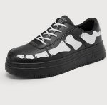 画像3:  Men'sThick Sole Double Bottom leather sneaker shoes 　ユニセックス男女兼用レースアップ シックソールパッチワークレザースニーカー カジュアル シューズ (3)