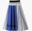 画像1: Long mimore length geometric pattern total pattern pleated skirt 　 ロング ミモレ 丈 幾何学模様 プリーツ スカート 膝下丈スカートAラインプスカートミドル丈 (1)