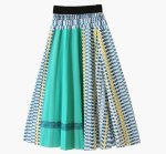 画像2: Long mimore length geometric pattern total pattern pleated skirt 　 ロング ミモレ 丈 幾何学模様 プリーツ スカート 膝下丈スカートAラインプスカートミドル丈 (2)