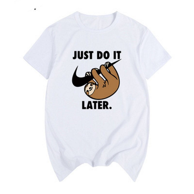 画像2: Sloth just do it laterT-shirt　ユニセックス男女兼用ナマケモノjust do it laterプリントTシャツ (2)