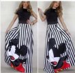 画像4: 22 Women's Mickey comic cartoon printed Striped maxi long skirt ミッキー グラフィックペイント ストライプ柄 ロング丈 マキシ丈スカート (4)