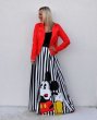 画像6: 22 Women's Mickey comic cartoon printed Striped maxi long skirt ミッキー グラフィックペイント ストライプ柄 ロング丈 マキシ丈スカート (6)