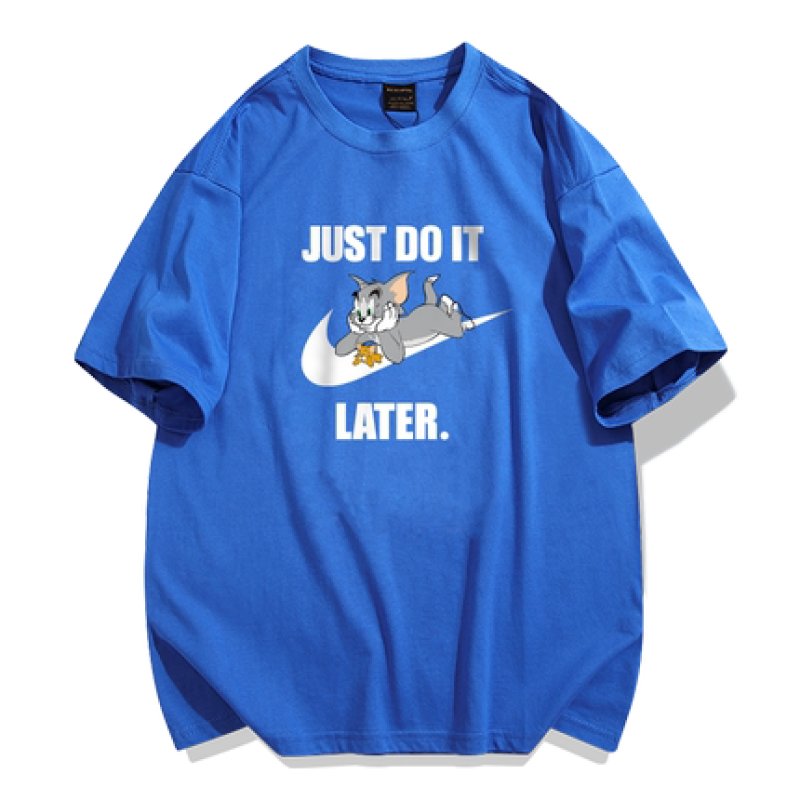 画像8: Unisex Tom and Jerry Big JUST DO IT LATER logo Print T-shirt ユニセックス 男女兼用 ペア トムとジェリー トム&ジェリープリント 半袖 Tシャツ (8)