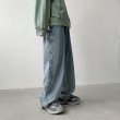 画像9: Unisex side button wide straight denim jeans Pants　ユニセックス男女兼用 サイドボタンワイドストレートデニムジーンズパンツ (9)