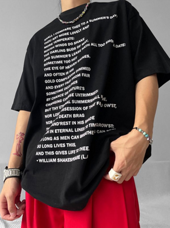 画像6: English logo print oversize t-shirt　ユニセックス男女兼用アルファベットロゴプリントTシャツ (6)