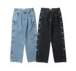 画像3: Unisex side button wide straight denim jeans Pants　ユニセックス男女兼用 サイドボタンワイドストレートデニムジーンズパンツ (3)