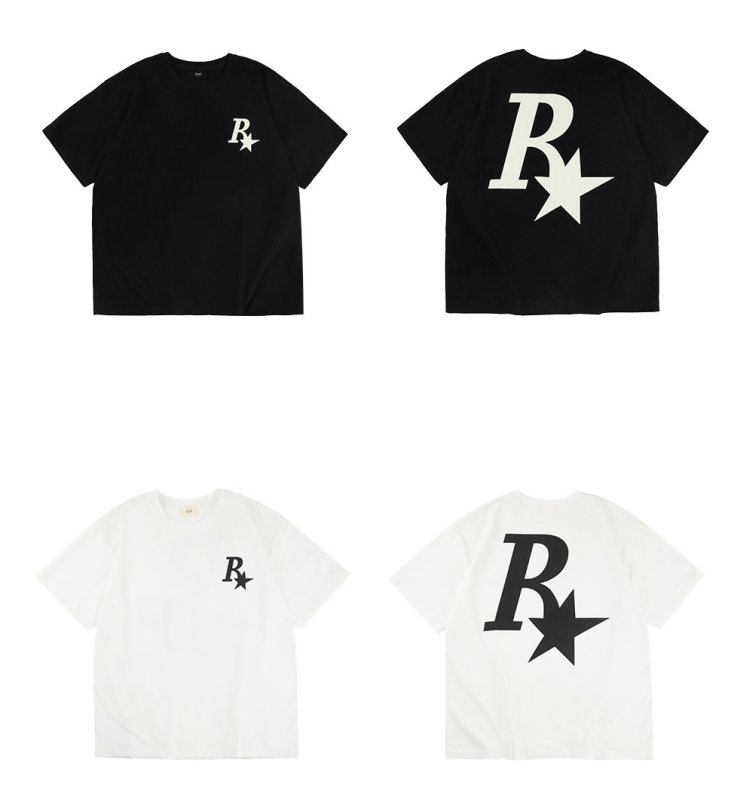 画像5: R star logo oversize t-shirt ユニセックス男女兼用R&スターロゴプリントTシャツ (5)