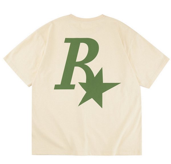 画像1: R star logo oversize t-shirt　ユニセックス男女兼用R＆スターロゴプリントTシャツ (1)